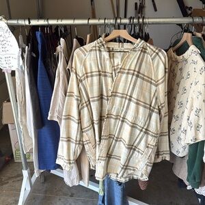 We the Free Free People button shirt jacket - cream and tan